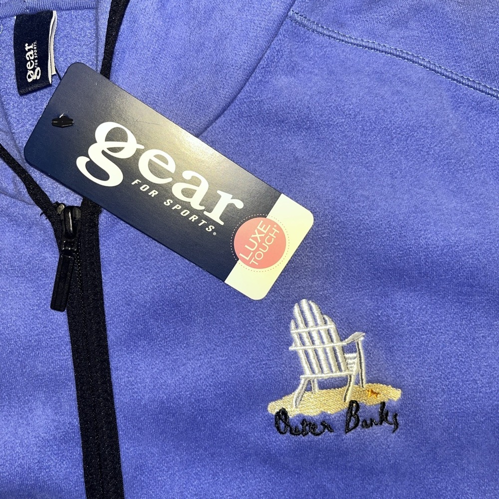 Gear For Sports Embroidered Outer Banks Beach Chair Blue Full Zip Hooded Jacket